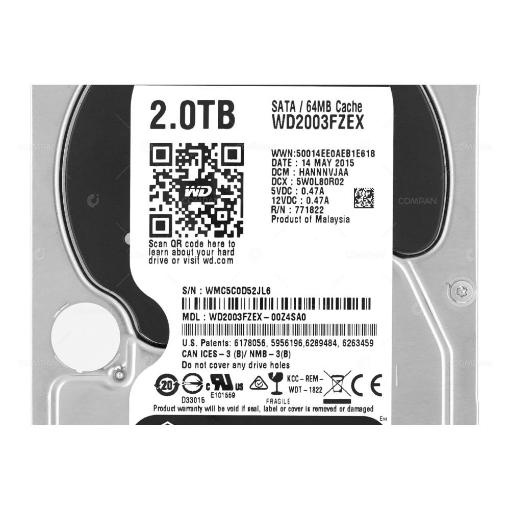 WD2003FZEX  WD HARD DRIVE 2TB 7.2K 6G SATA 3.5 LFF